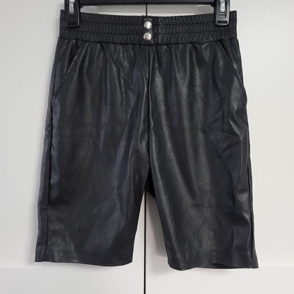n:philanthropy black faux leather shorts - Picture 4 of 7